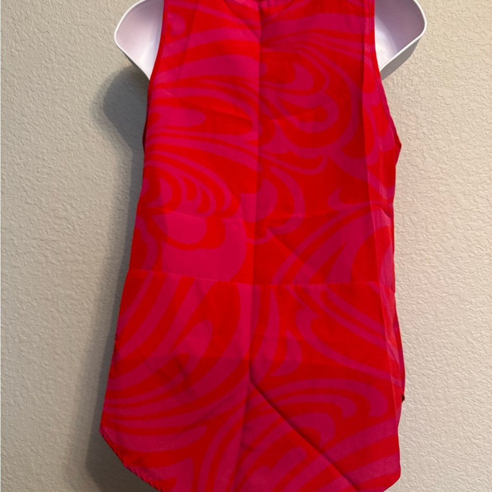 Michael Michael Kors Red & Pink Swirl Sleeveless Top with Zipper XS - Picture 3 of 7
